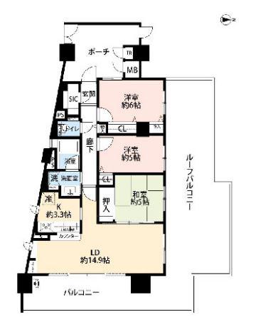 グランファースト千里桃山台9号棟(3LDK/9階)の間取り写真