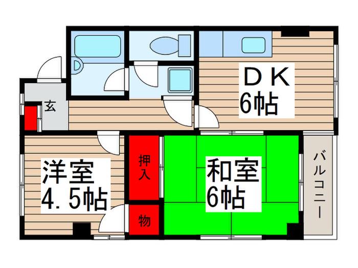 アーク春雨橋B棟(2DK/4階)の間取り写真