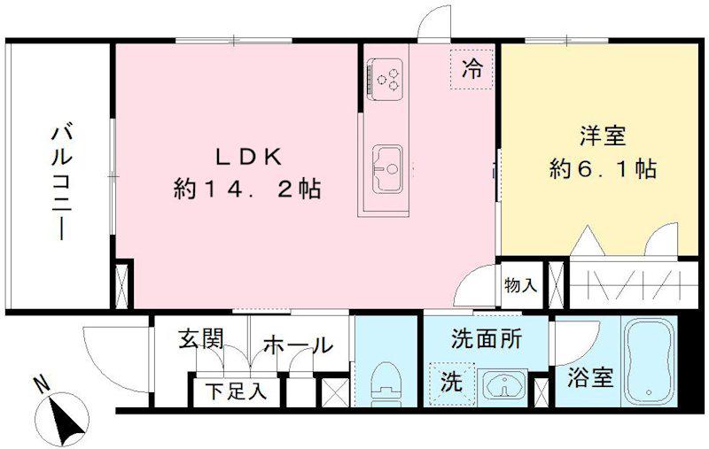 キャステロ蘆花公園(1LDK/2階)の間取り写真