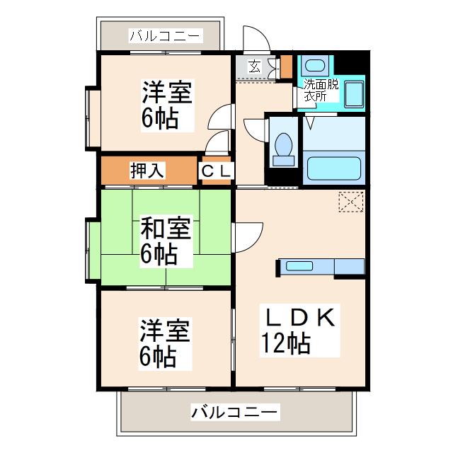 ＪＲ豊肥本線 平成駅 徒歩3分 4階建 築31年(3LDK/4階)の間取り写真