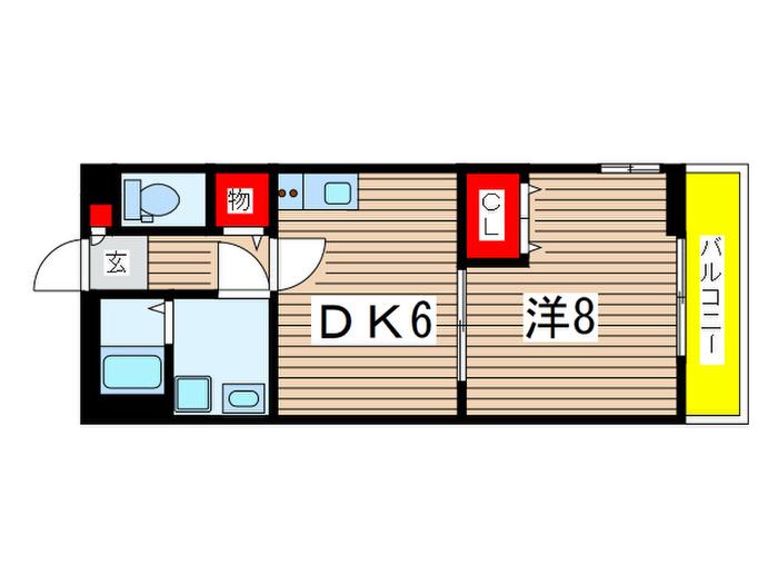 モンマール(1DK/2階)の間取り写真