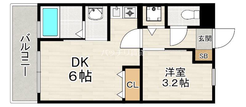 リード桜坂(1DK/9階)の間取り写真