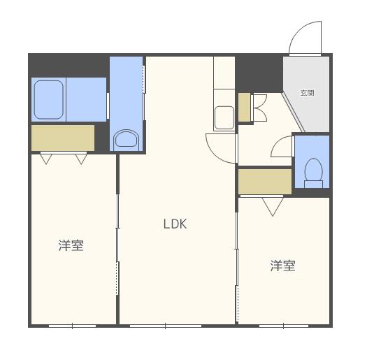 アートレータ厚別(2LDK/2階)の間取り写真