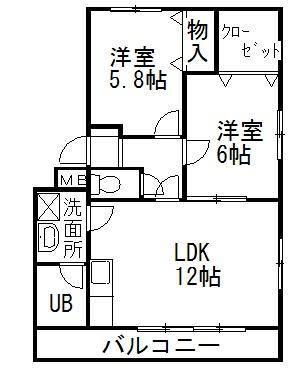 アボンリーコート(2LDK/3階)の間取り写真
