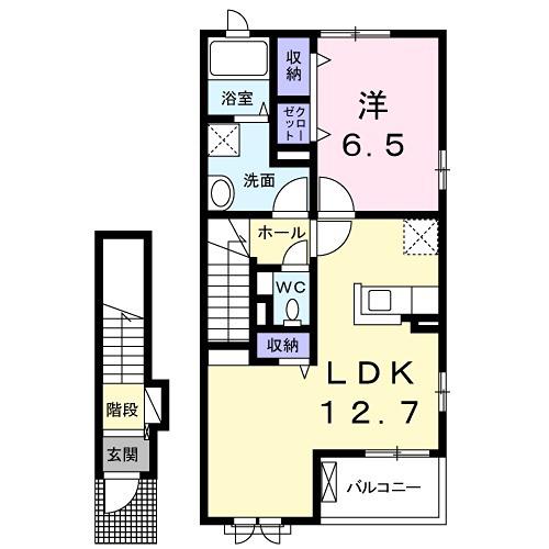ウインドヒル(1LDK/2階)の間取り写真