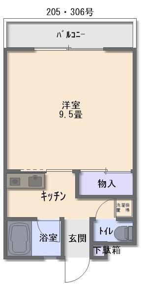 アーヴァンライフ(1K/2階)の間取り写真