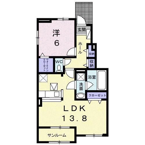 グラシオッソII(1LDK/1階)の間取り写真