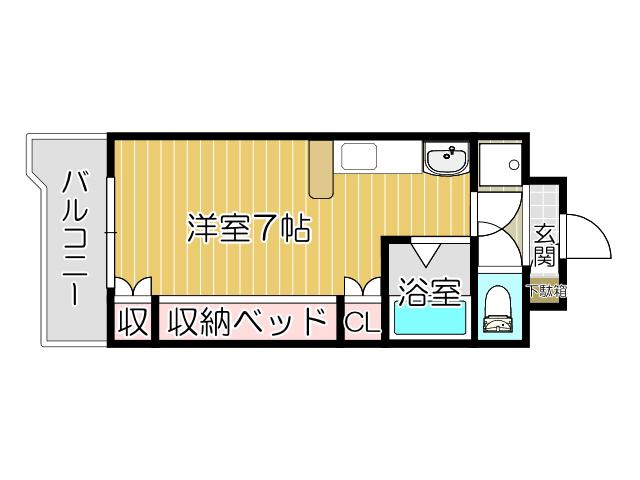 サンシティ千防(ワンルーム/2階)の間取り写真