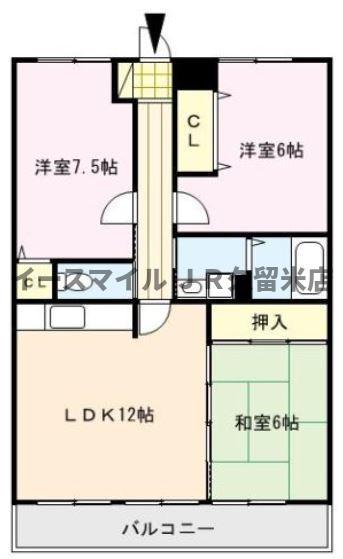 アメニティハイツ杏栄館(3LDK/3階)の間取り写真
