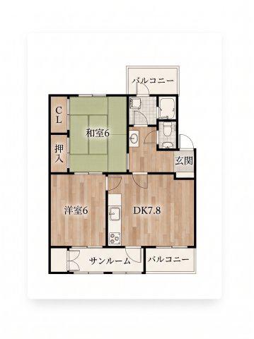 五位ノ池南ビル 2号棟(2DK/4階)の間取り写真