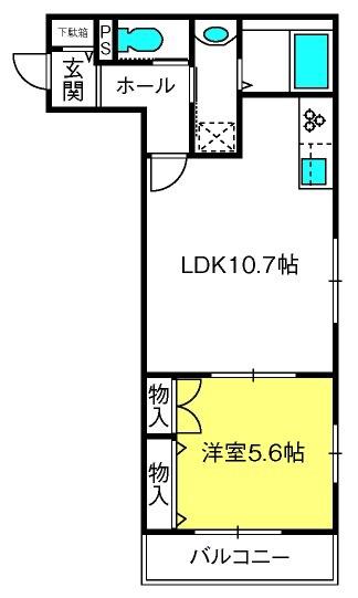 フェリーチェ・1(1LDK/2階)の間取り写真