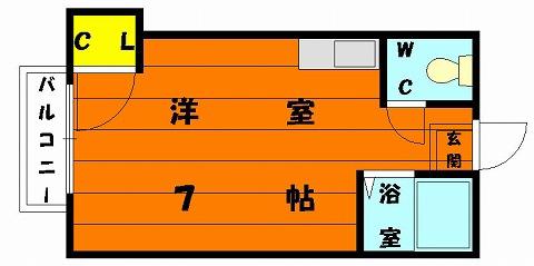 マイ・シャトーB(ワンルーム/2階)の間取り写真