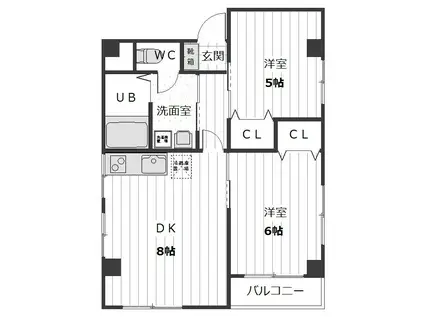 フォーチュン平和台A棟(1K/1階)の間取り写真