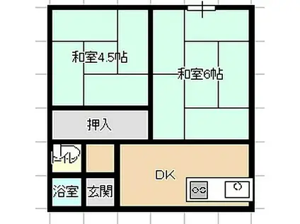 コーポ香西(2DK/2階)の間取り写真