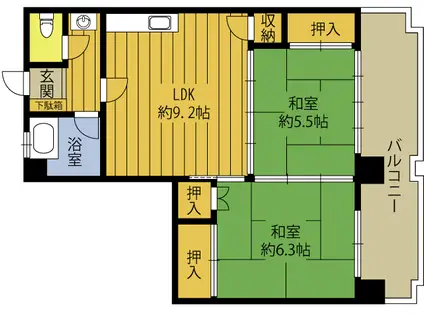 GIGA.BLD(2DK/3階)の間取り写真