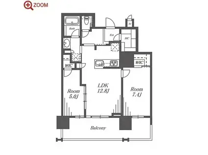 プラウドタワー名古屋錦(2LDK/18階)の間取り写真