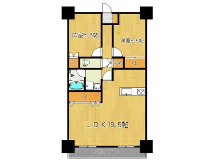 パルシェ中倉(2LDK/2階)の間取り写真