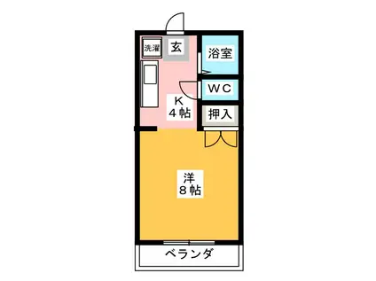 キャッスルK(1K/1階)の間取り写真