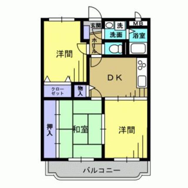 ラ・フォーレ峯(3DK/2階)の間取り写真