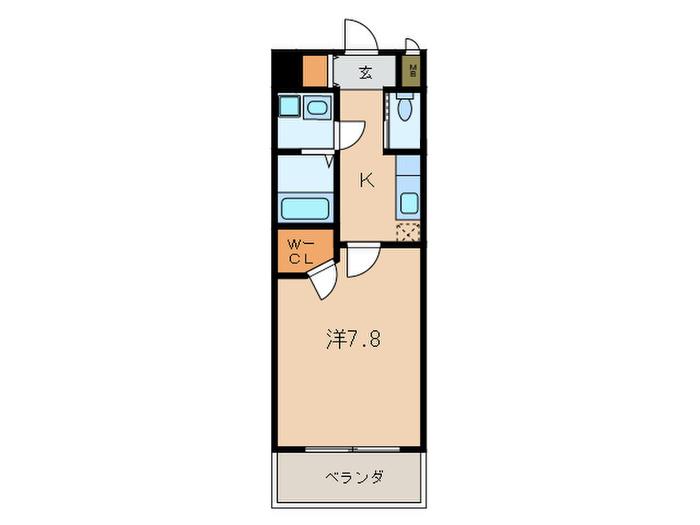 ギャラン竪町(1K/2階)の間取り写真
