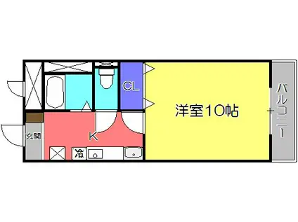 十一屋ブラウンシュガービル(1K/2階)の間取り写真