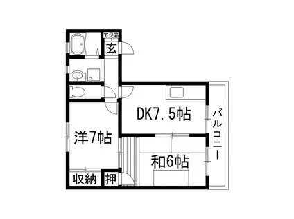 松井ハイツ(2DK/2階)の間取り写真