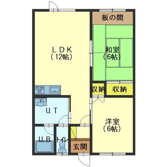メゾンドピュアA棟(2LDK/1階)の間取り写真