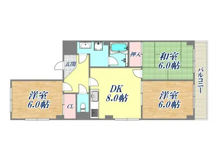 ＪＲ東海道本線 甲子園口駅 徒歩7分 3階建 築29年(3DK/3階)の間取り写真