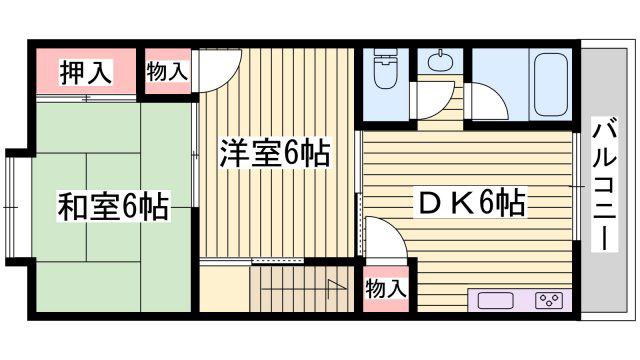 ライブリー網干(2DK/2階)の間取り写真