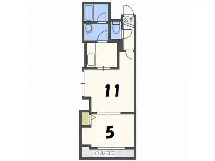 FACE(1LDK/3階)の間取り写真