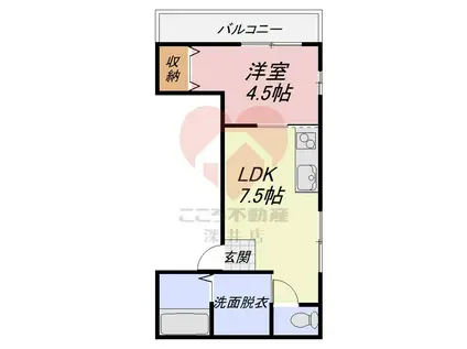 福田アパート(1LDK/2階)の間取り写真