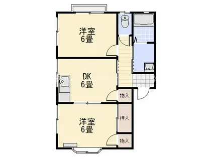 ポートタウンA(2DK/1階)の間取り写真