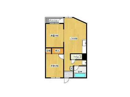 健軍エルイービル飛鳥(2LDK/4階)の間取り写真