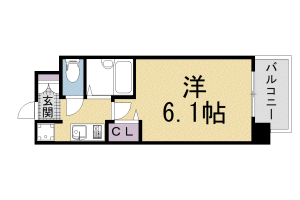 プレサンス京都四条烏丸(1K/6階)の間取り写真