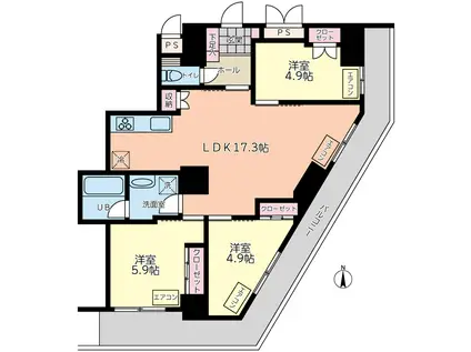 田中コーポラス(3LDK/5階)の間取り写真