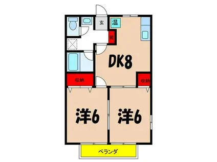 H・Sマンション(2DK/2階)の間取り写真