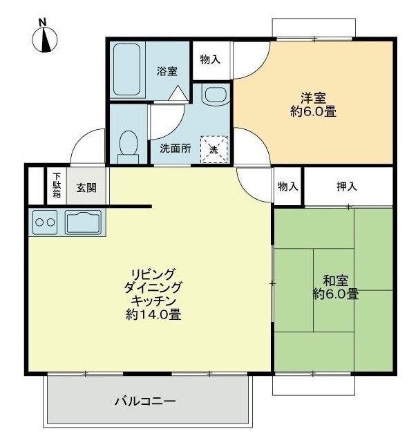 フォブール吉峰 A棟(2LDK/2階)の間取り写真
