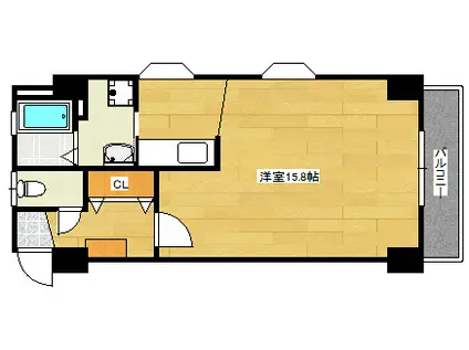 コーポ西翠(ワンルーム/3階)の間取り写真