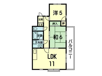 司ロイヤルハイツ新屋敷(2LDK/4階)の間取り写真