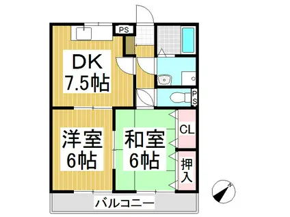 マンションプリムローズ(2DK/1階)の間取り写真