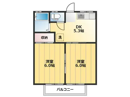 昭和コーポ第5(2DK/2階)の間取り写真