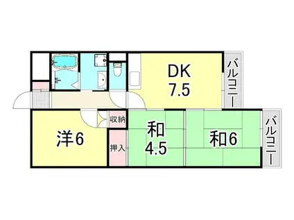 ロイヤル武庫之荘コキン(3DK/2階)の間取り写真