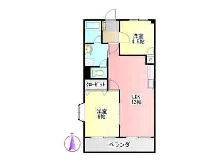 リンピア水主町(2LDK/1階)の間取り写真