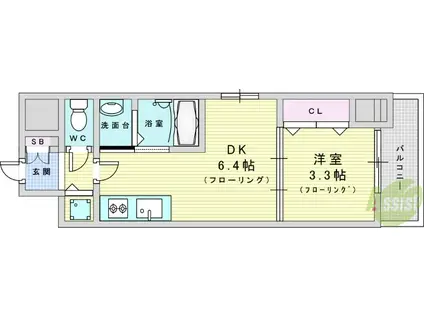 DIMUS塚本(1DK/2階)の間取り写真