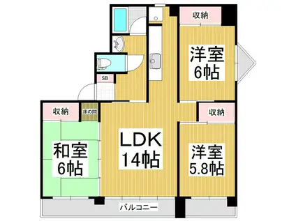 レジデンス渚(3LDK/1階)の間取り写真