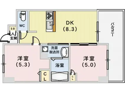 エステムプラザ神戸西Ⅳインフィニティ(2DK/5階)の間取り写真