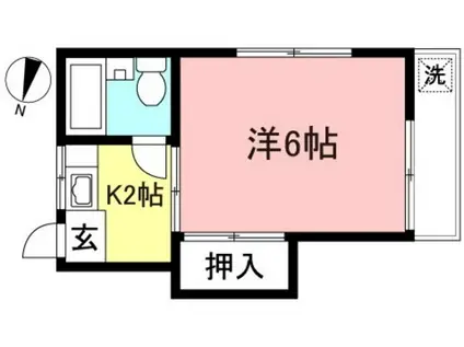 ゆり荘(1K/2階)の間取り写真