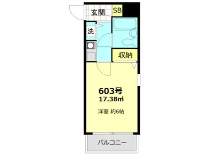 マリオン横浜ハーバーライト(1K/6階)の間取り写真