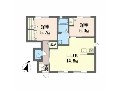シャーメゾン・フェスターレ E棟(2LDK/1階)の間取り写真