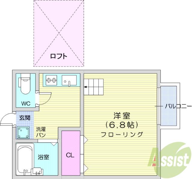エクセルシャトー小松島(1K/2階)の間取り写真